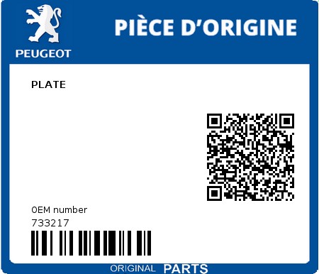 Product image: Peugeot - 733217 - PLATE  0
