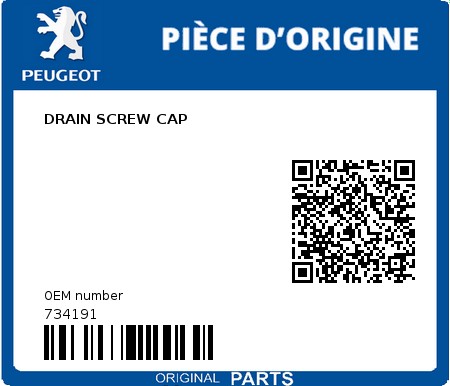 Product image: Peugeot - 734191 - DRAIN SCREW CAP  0