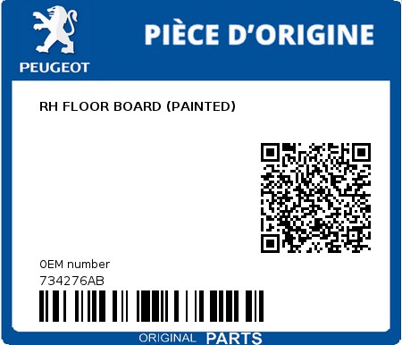 Product image: Peugeot - 734276AB - RH FLOOR BOARD (PAINTED)  0
