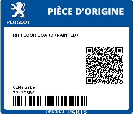 Product image: Peugeot - 734276BS - RH FLOOR BOARD (PAINTED)  0