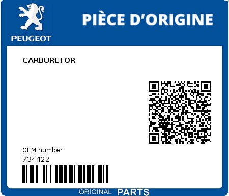 Product image: Peugeot - 734422 - CARBURETOR  0