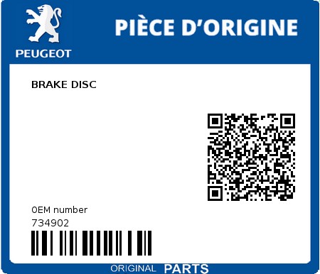Product image: Peugeot - 734902 - BRAKE DISC  0