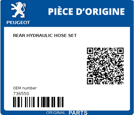 Product image: Peugeot - 736550 - REAR HYDRAULIC HOSE SET  0