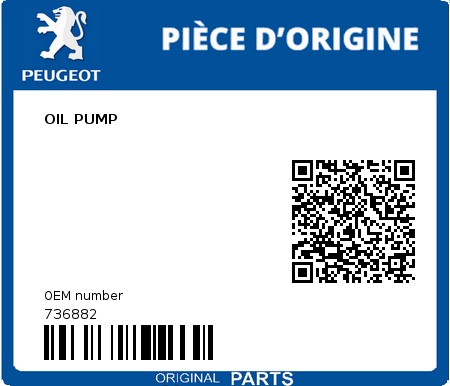Product image: Peugeot - 736882 - OIL PUMP  0