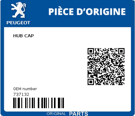Product image: Peugeot - 737132 - HUB CAP  0