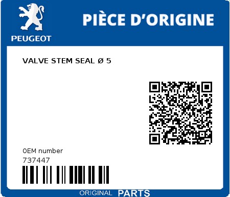 Product image: Peugeot - 737447 - VALVE STEM SEAL Ø 5  0