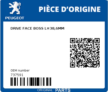 Product image: Peugeot - 737591 - DRIVE FACE BOSS L=38,6MM  0