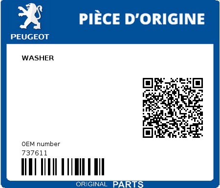 Product image: Peugeot - 737611 - WASHER  0