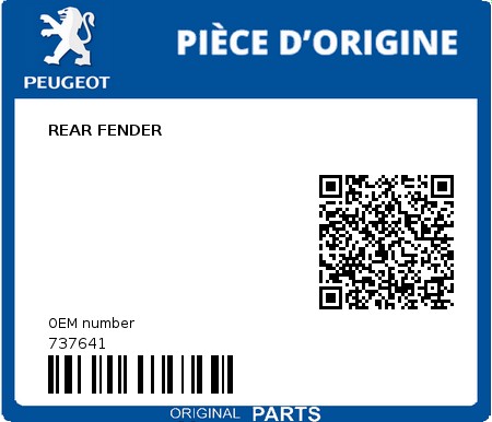 Product image: Peugeot - 737641 - REAR FENDER  0