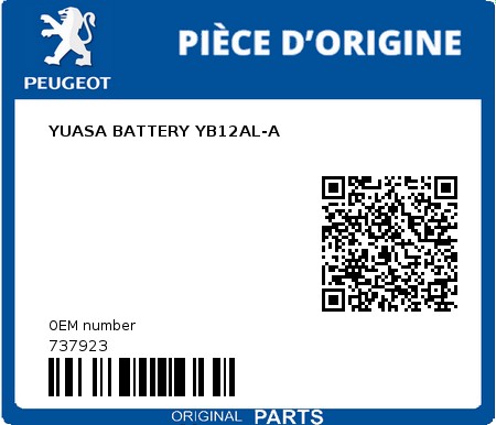 Product image: Peugeot - 737923 - YUASA BATTERY YB12AL-A  0