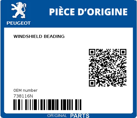 Product image: Peugeot - 738116N - WINDSHIELD BEADING  0