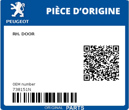 Product image: Peugeot - 738151N - RH. DOOR  0