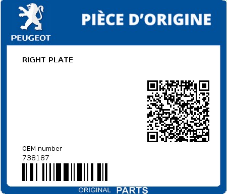 Product image: Peugeot - 738187 - RIGHT PLATE  0