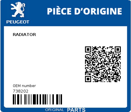 Product image: Peugeot - 738202 - RADIATOR  0