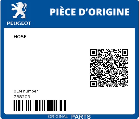 Product image: Peugeot - 738209 - HOSE  0