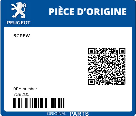 Product image: Peugeot - 738285 - SCREW  0