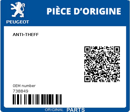 Product image: Peugeot - 738849 - ANTI-THEFF  0
