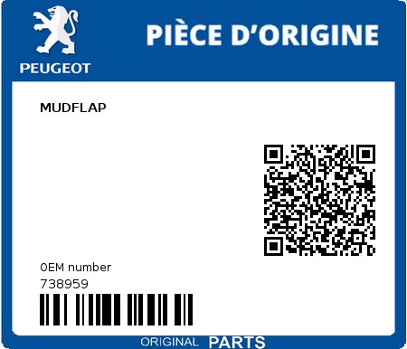Product image: Peugeot - 738959 - MUDFLAP  0