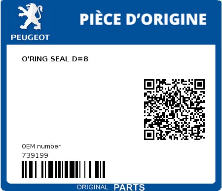 Product image: Peugeot - 739199 - O'RING SEAL D=8  0