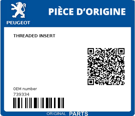 Product image: Peugeot - 739334 - THREADED INSERT  0