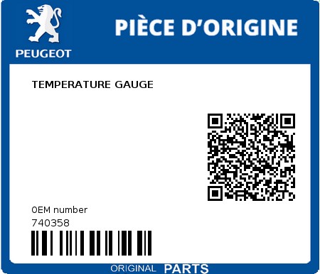 Product image: Peugeot - 740358 - TEMPERATURE GAUGE  0