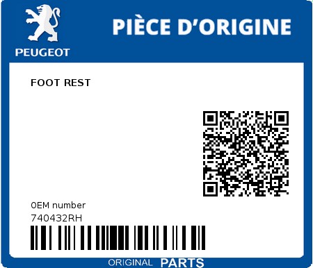 Product image: Peugeot - 740432RH - FOOT REST  0