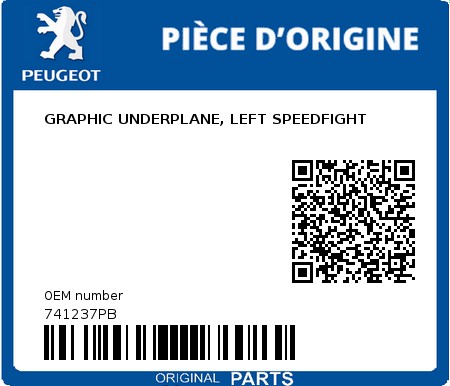 Product image: Peugeot - 741237PB - GRAPHIC UNDERPLANE, LEFT SPEEDFIGHT  0