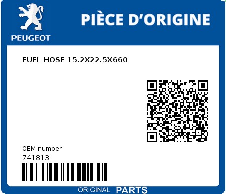 Product image: Peugeot - 741813 - FUEL HOSE 15.2X22.5X660  0