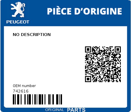 Product image: Peugeot - 742616 - NO DESCRIPTION  0