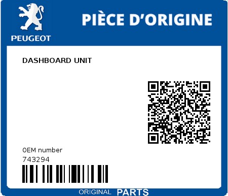 Product image: Peugeot - 743294 - DASHBOARD UNIT  0
