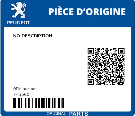 Product image: Peugeot - 743560 - NO DESCRIPTION  0