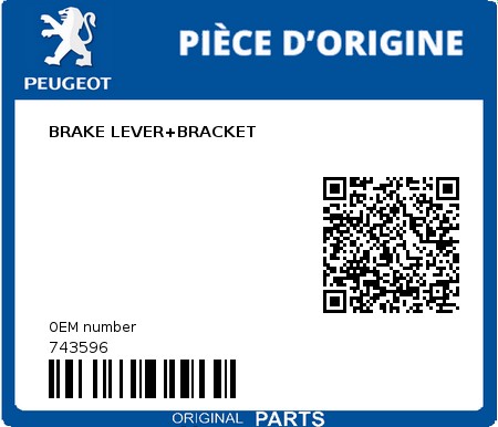 Product image: Peugeot - 743596 - BRAKE LEVER+BRACKET  0