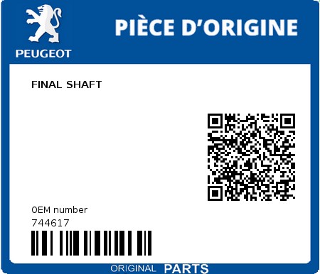 Product image: Peugeot - 744617 - FINAL SHAFT  0