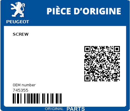 Product image: Peugeot - 745355 - SCREW  0