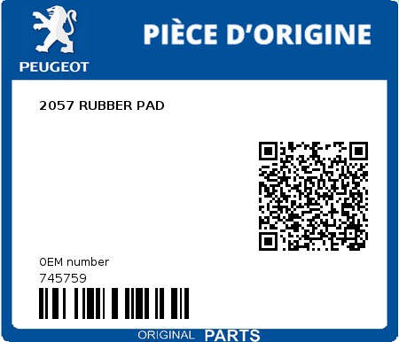 Product image: Peugeot - 745759 - 2057 RUBBER PAD  0