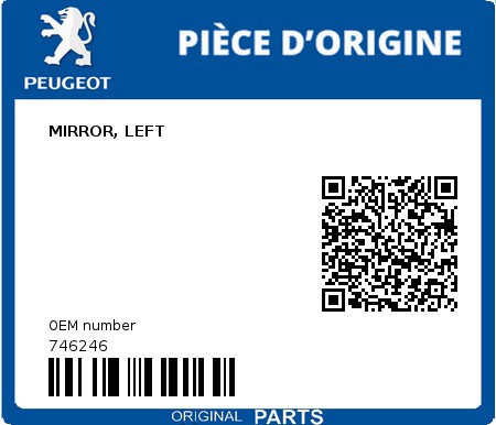 Product image: Peugeot - 746246 - MIRROR, LEFT  0