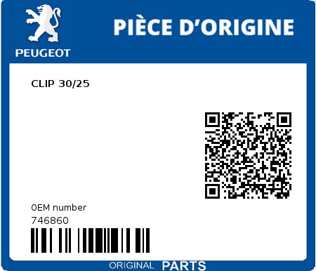 Product image: Peugeot - 746860 - CLIP 30/25  0