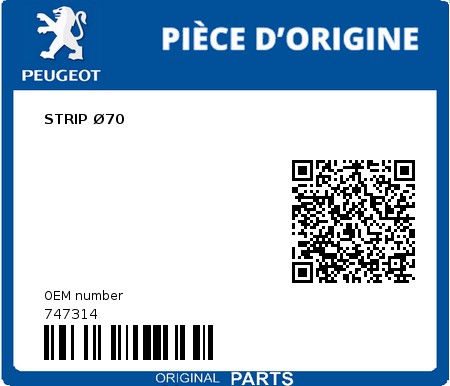 Product image: Peugeot - 747314 - STRIP Ø70  0