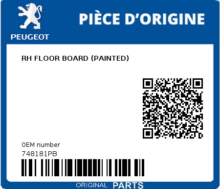 Product image: Peugeot - 748181PB - RH FLOOR BOARD (PAINTED)  0