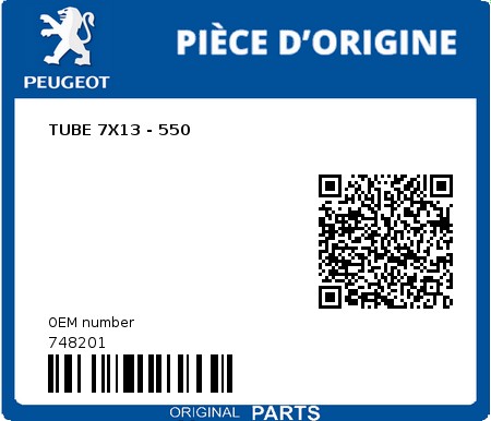 Product image: Peugeot - 748201 - TUBE 7X13 - 550  0