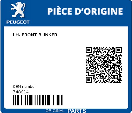 Product image: Peugeot - 748614 - LH. FRONT BLINKER  0
