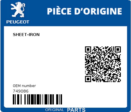 Product image: Peugeot - 749086 - SHEET-IRON  0