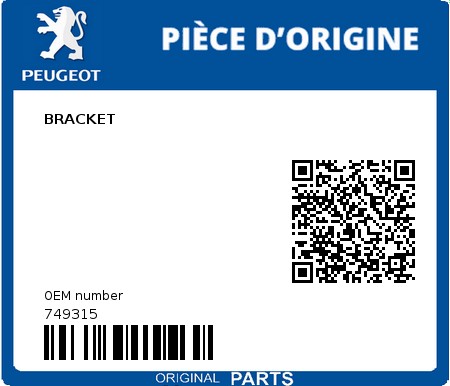 Product image: Peugeot - 749315 - BRACKET  0