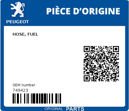 Product image: Peugeot - 749423 - HOSE, FUEL  0