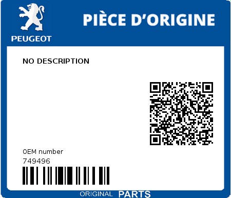Product image: Peugeot - 749496 - NO DESCRIPTION  0