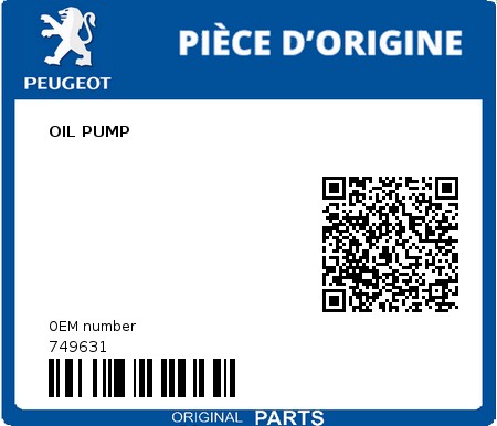 Product image: Peugeot - 749631 - OIL PUMP  0