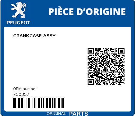 Product image: Peugeot - 750357 - CRANKCASE ASSY  0