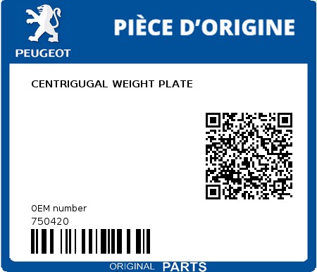 Product image: Peugeot - 750420 - CENTRIGUGAL WEIGHT PLATE  0