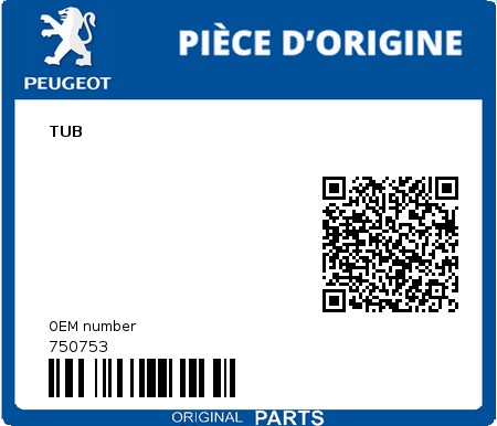 Product image: Peugeot - 750753 - TUB  0
