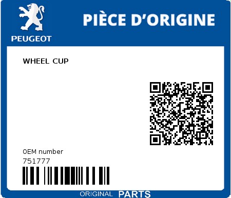 Product image: Peugeot - 751777 - WHEEL CUP  0